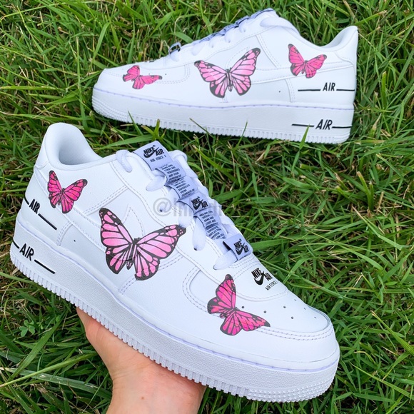 Nike Shoes - Nike Air Force 1 Custom Pink Butterfly Sne⦠Nike Shoes - Nike Air Force 1 Custom Pink Butterfly Sneā¦